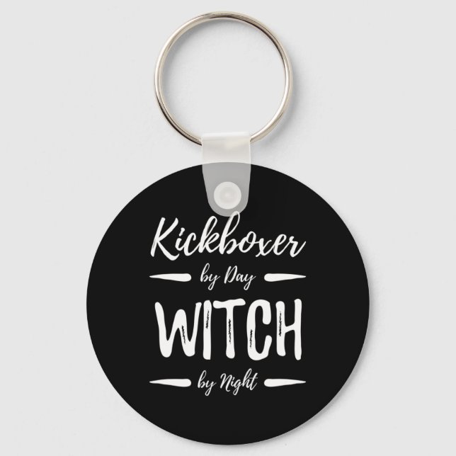 Kickboxer Witch Funny Kickboxing Halloween Costume Key Ring (Front)