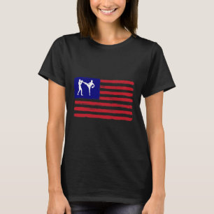 Kickboxing 4th Of July Patriotic Distressed Americ T-Shirt
