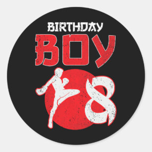 Kickboxing 8 Years Old Birthday Mma Martial Arts B Classic Round Sticker