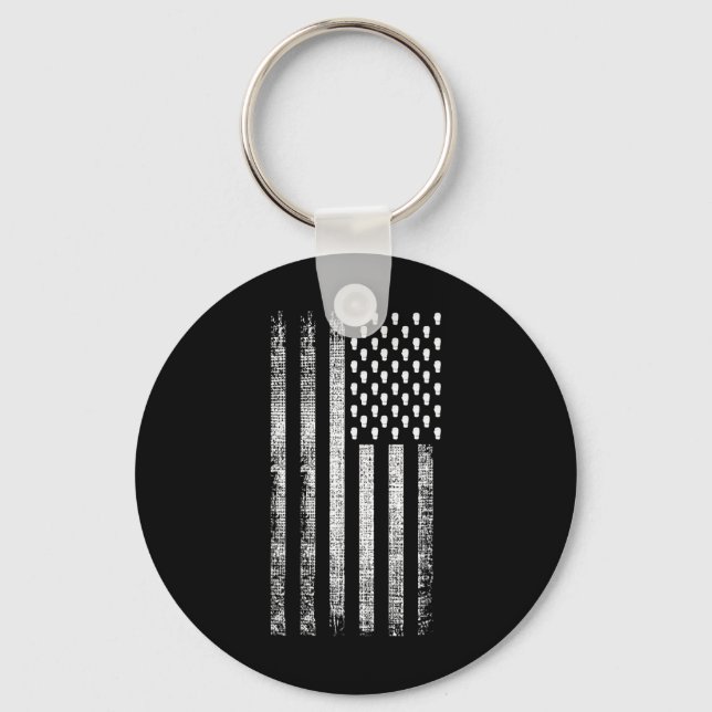 Kickboxing American Flag  Key Ring (Front)