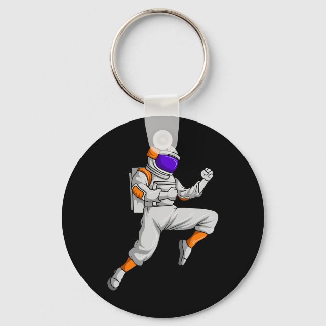 Kickboxing Astronaut Kickboxer Outerspace Karate B Key Ring (Front)