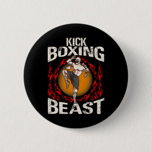 Kickboxing Beast Brazilian Martial Arts Distressed 6 Cm Round Badge