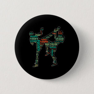 Kickboxing Boxer Boxing Shoe Kicking Savate Word C 6 Cm Round Badge