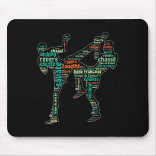 Kickboxing Boxer Boxing Shoe Kicking Savate Word C Mouse Pad