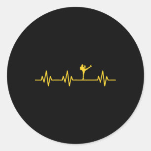 Kickboxing Boxer Kick Lifeline Heartbeat Life Love Classic Round Sticker