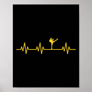 Kickboxing Boxer Kick Lifeline Heartbeat Life Love Poster