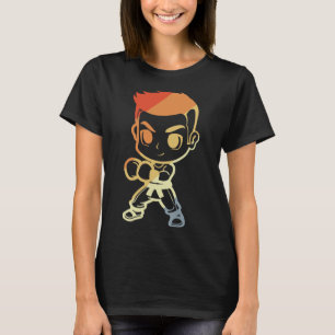 Kickboxing Boy Cartoon Look Kickboxer Karate T-Shirt
