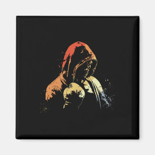 Kickboxing Boy Drawing Retro Martial Arts For Boys Magnet