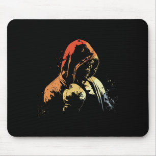 Kickboxing Boy Drawing Retro Martial Arts For Boys Mouse Pad