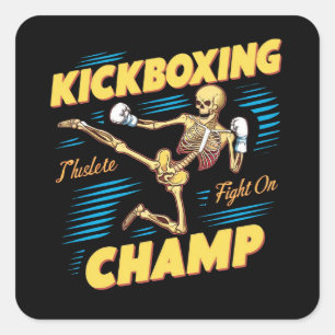Kickboxing Champ Square Sticker
