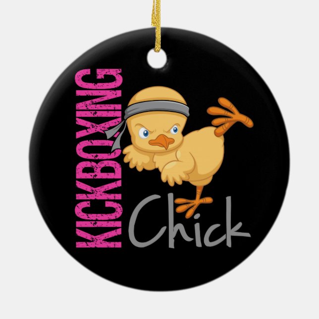 Kickboxing Chick Ceramic Tree Decoration (Back)