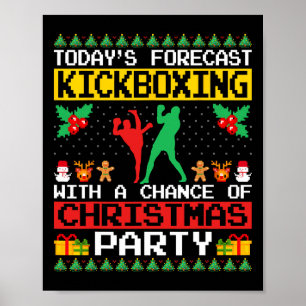 Kickboxing Christmas Party Kickboxer Xmas Ugly Sty Poster