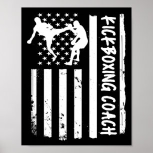 Kickboxing Coach Usa Flag Women Kids Men Poster