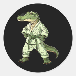 Kickboxing Crocodile Taekwondo Karate MMA Funny Classic Round Sticker