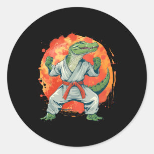 Kickboxing Crocodile Taekwondo Karate Mma Funny Ma Classic Round Sticker