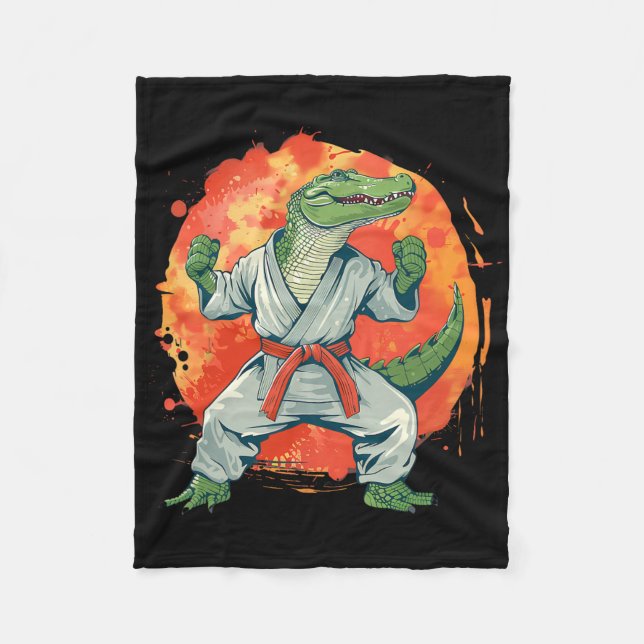 Kickboxing Crocodile Taekwondo Karate Mma Funny Ma Fleece Blanket (Front)