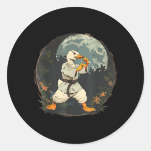Kickboxing Duck Taekwondo Martial Arts Moon Forest Classic Round Sticker