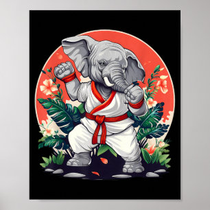 Kickboxing Elephant Taekwondo Karate MMA Funny Poster