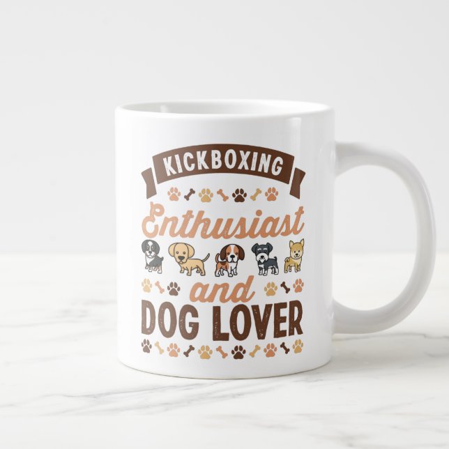 Kickboxing Enthusiast and Dog Lover Gift Large Coffee Mug (Right)