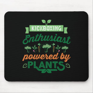 Kickboxing Enthusiast Powered By Plants Vegan Gift Mouse Pad