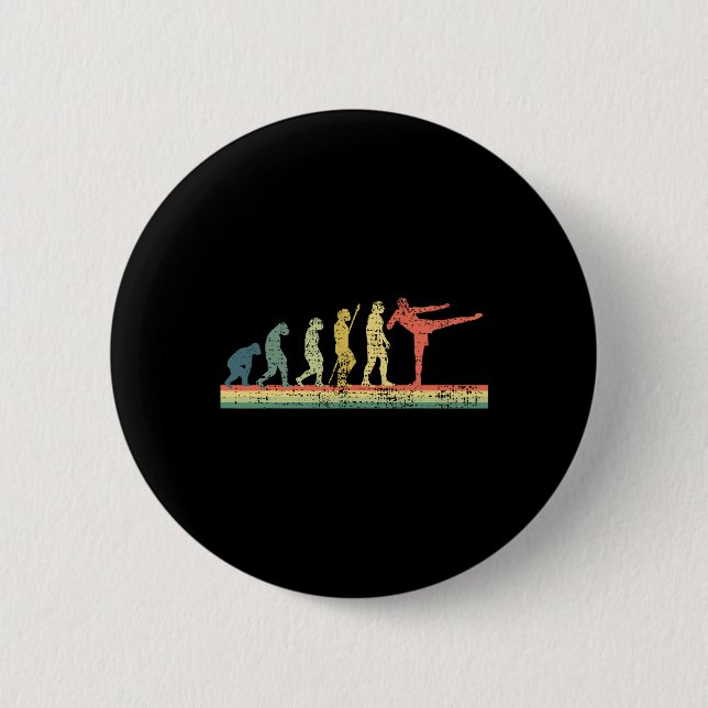 Kickboxing Evolution Funny Gift Tee Kick  6 Cm Round Badge (Front)