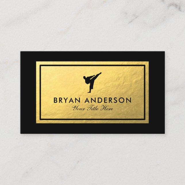 Kickboxing - Faux Gold Foil Business Card (Front)