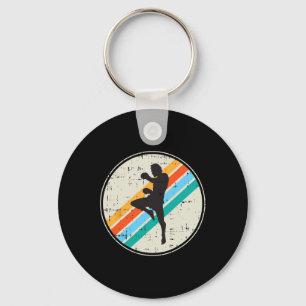 Kickboxing Fighter Silhouette Retro Martial-arts G Key Ring