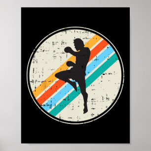 Kickboxing Fighter Silhouette Retro Martial-arts G Poster