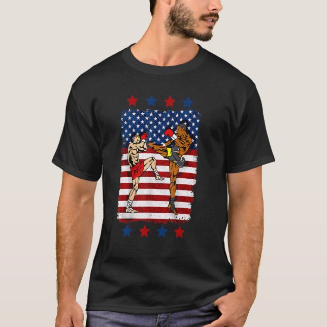 Kickboxing Fighters Champion 4th Of July Independe T-Shirt (Front)