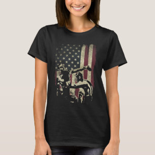 Kickboxing Fighters On American Flag Patriotic _1 T-Shirt