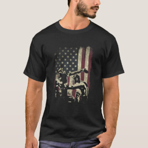 Kickboxing Fighters On American Flag Patriotic T-Shirt
