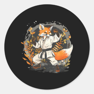 Kickboxing Fox Taekwondo Karate Mma Funny Martial Classic Round Sticker