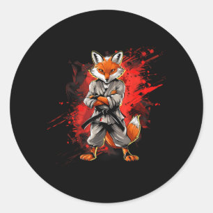 Kickboxing Fox Taekwondo Karate MMA Funny Martial Classic Round Sticker