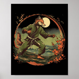 Kickboxing Fox Taekwondo Karate Mma Funny Martial Poster