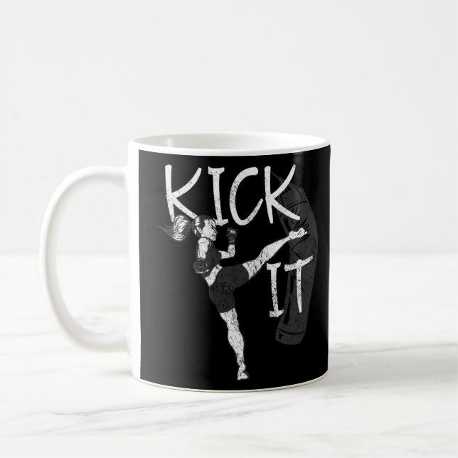 Kickboxing Girl Kick It  Coffee Mug (Left)