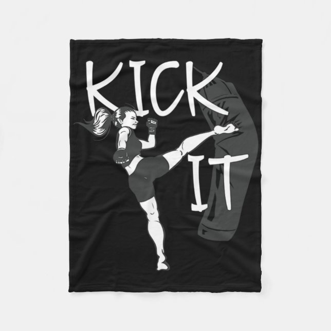 Kickboxing Girl Kick It  Fleece Blanket (Front)