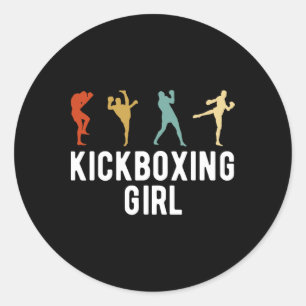 Kickboxing Girl Kickboxer Classic Round Sticker