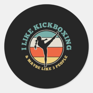 Kickboxing Girl Kickboxer Martial Arts Funny Gift Classic Round Sticker