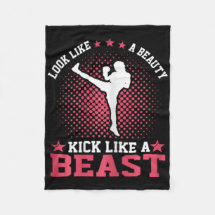 Kickboxing Girl - Look Like A Beauty Kick Like A B Fleece Blanket