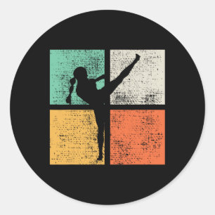 Kickboxing Girl Muay Thai Kickboxer Classic Round Sticker