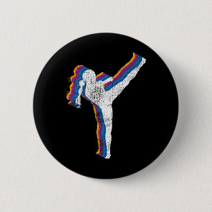 Kickboxing Girl Vintage Kickboxer Gift 6 Cm Round Badge