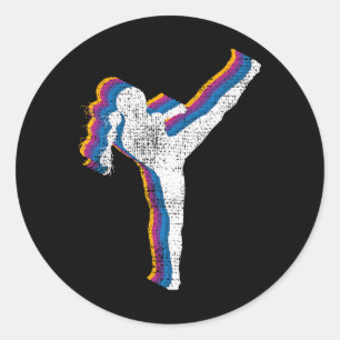 Kickboxing Girl Vintage Kickboxer Gift  Classic Round Sticker
