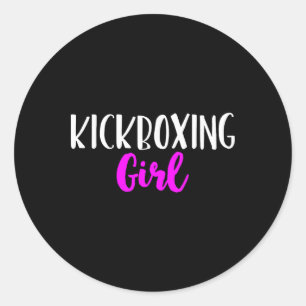 Kickboxing Girl Women Funny Kickbox Cute Gift Classic Round Sticker