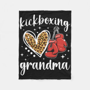 Kickboxing Grandma Of A Kickboxer Grandmother Hear Fleece Blanket