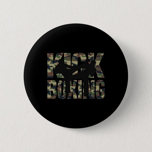 Kickboxing Grunge Design Fight Between Two Kickbox 6 Cm Round Badge (Front)