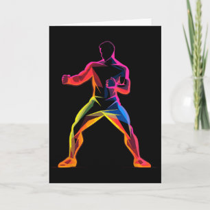 Kickboxing Guy Cartoon Style Kickboxer Savate Card