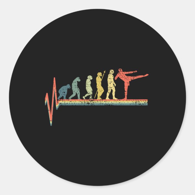 Kickboxing Heartbeat  Classic Round Sticker (Front)