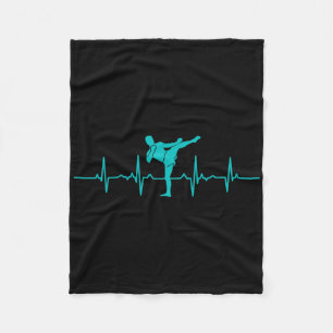 Kickboxing Heartbeat Funny Ekg Kickboxer Gift For Fleece Blanket