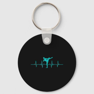 Kickboxing Heartbeat Funny Ekg Kickboxer Gift For  Key Ring