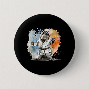 Kickboxing Hippo Martial Arts Karate Jiu-Jitsu MMA 6 Cm Round Badge
